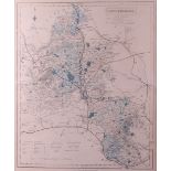 A hand-coloured map of Oxfordshire, in Hogarth frame, 16" x 13", and a similar map of