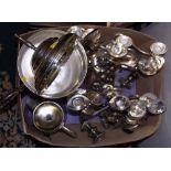 A quantity of silver plate, including candlesticks, dishes, etc