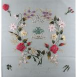 A WWI silk embroidered and applique panel for the Earl of Chester's Imperial Yeomanry, "Souvenir