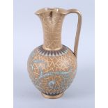 A Doulton Lambeth silicon Eliza Simmance incised jug with cracked ice and mosaic decoration, 8 1/