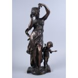 A bronze model, dancing nymph and putti, 19" high