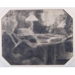 Walter Sickert ART: watercolours and pencils, figures reading at a table, 8 1/4" x 10 1/2", in an