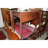 A late Georgian mahogany Pembroke table, on moulded and chamfered supports, 30" wide