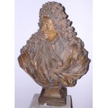 A late 19th century French plaster bust of Edouard Colbert