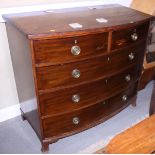 A 19th century mahogany and banded bowfront chest of two short and three long graduated drawers with