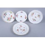 A Swansea porcelain dish, decorated floral sprays, 9" dia, two similar smaller and a similar