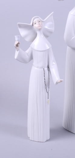 A Lladro figure group of two nuns, 13" high, and five other Lladro figures of nuns in various - Image 2 of 12