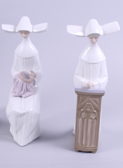 A Lladro figure group of two nuns, 13" high, and five other Lladro figures of nuns in various - Image 5 of 12