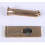 A 9ct gold cased cigar cutter and a 9ct gold cased cigar piercer