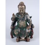 A 17th century style, seated Buddha, bearing remains of original paint, 9" high