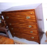 A George III banded mahogany secretaire, the fall front fitted interior above three long drawers