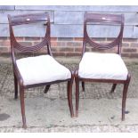 A pair of 19th century shaped bar back side chairs with drop-in seats, a walnut frame bedroom chair,