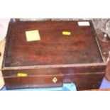 A late 19th century mahogany box with lift out tray, 12" wide