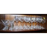 Twelve glasses, seven wines or brandies, two cocktails, a Continental Delft plate (restored), a