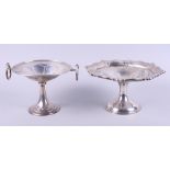 A George V silver two-ring handled tazza and a George V silver tazza with pierced bowl, both on