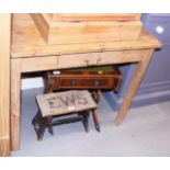 A waxed pine side table, fitted one drawer, 36" wide