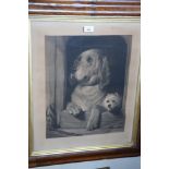 An early 20th century sepia print, "Dignity and Impudence", in a walnut cushion frame, and a