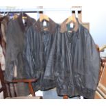 Three vintage waxed Barbour jackets with corduroy collars (a/f)