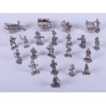 A collection of silver figures, Cries of London, tallest 2 1/2" high, 26oz troy approx