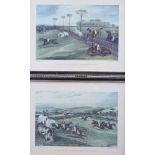 A set of four colour prints, early steeple chasing, three hunting prints and a number of other