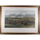 Alken: a 19th century hand-coloured print for McQueens Racings, "The Finish", in gilt frame