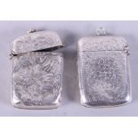 A late Victorian silver vesta and another similar, 1.0oz troy approx