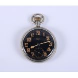 A WWI A9587 Rolex military issue open-face pocket watch with painted Arabic numerals and
