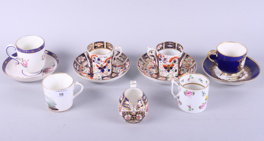 A collection of 18th and 19th century Derby porcelain cabinet cups and saucers, various