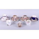 A collection of 18th and 19th century Derby porcelain cabinet cups and saucers, various