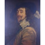 After van Dyck: oil on canvas, portrait of Charles I, 27" x 21 1/2", in deep gilt decorated frame