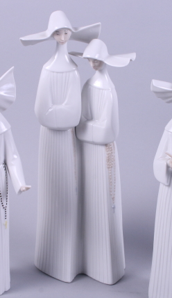 A Lladro figure group of two nuns, 13" high, and five other Lladro figures of nuns in various - Image 3 of 12