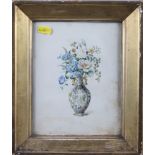 A 19th century watercolour, botanical study, and a coloured lithograph, still life of flowers, in