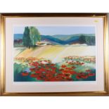 Jahn: a pair of colour prints, poppy fields, in gilt frames, a colour print, "Oriental Poppies",