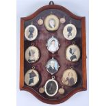 Fourteen portrait miniatures of the Birkett family dating from the early 18th century, in an