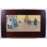 A French colour print, by H Cassiers?, coastal scene, in Liberty & Co frame, complete with labels
