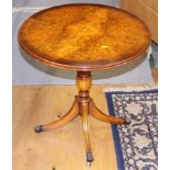 A cream painted occasional table, on turned supports, a painted two-tier occasional table, and three