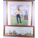 Norman Hepple: a limited edition golfing print of "Arnold Palmer at Troon", signed by the artist and