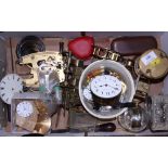 A quantity of watch tools and assorted watch accessories, parts and clocks