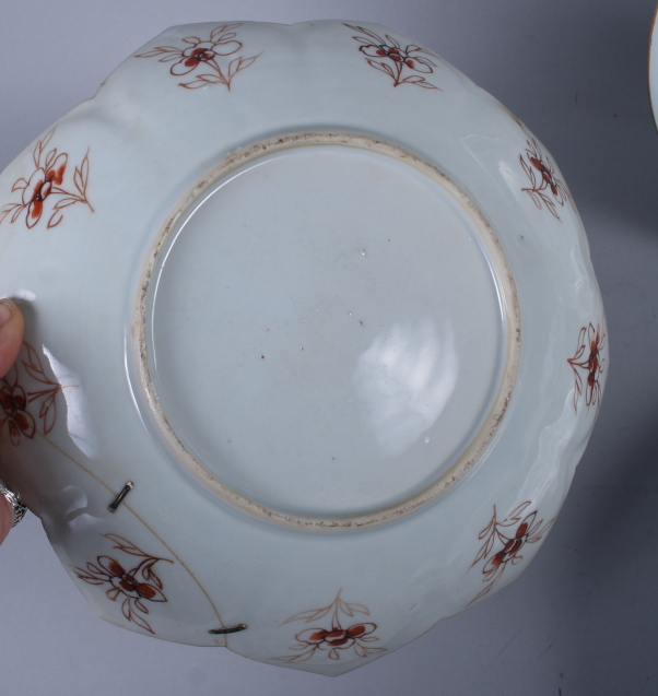 A pair of 19th century lobed dishes, with famille rose floral decoration, and four 19th century - Image 9 of 13