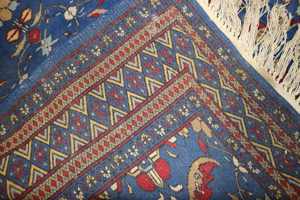 A Herati design rug with all-over pattern on a blue ground, 76" x 49" approx (traces of moth) - Image 3 of 3