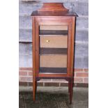 An Edwardian mahogany and inlaid display cabinet enclosed single glazed door, on square tapered