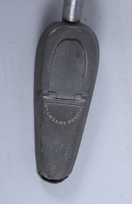 A George IV pewter Gibson type medicine spoon stamped "Gibson Inventor" - Image 2 of 5