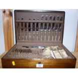 A Mappin & Webb King's pattern plated table canteen, in oak case