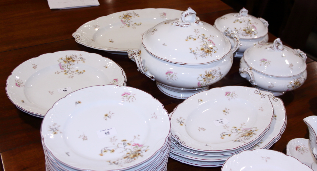 A Limoges porcelain floral and gilt decorated red bordered table service - Image 2 of 4