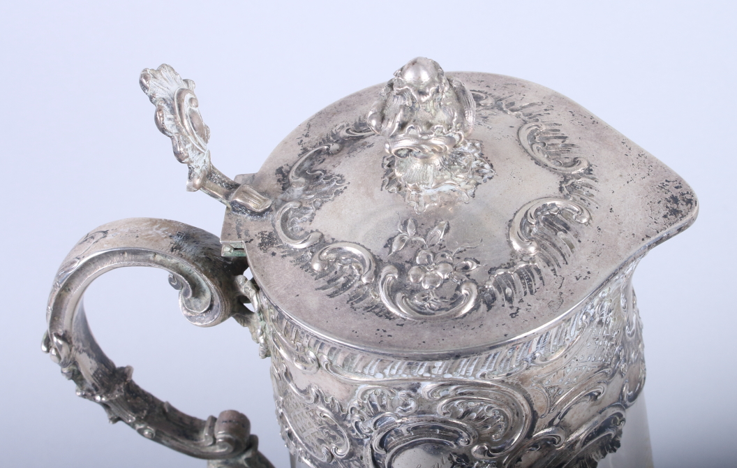 A late 19th century cut glass lemonade jug with Austro Hungarian 800 grade silver mounts - Image 2 of 4