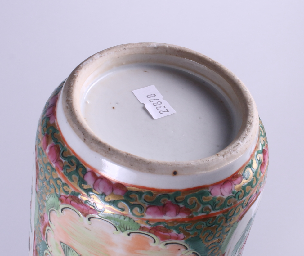 A Canton enamel jardiniere with bird and flower decoration, 10 1/2" high, and a Canton enamel two- - Image 7 of 7