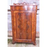 A 19th century Continental walnut side cabinet with pierced gallery over one drawer and one door, on