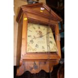 A 19th century thirty-hour clock movement, by B Edwards Dereham, in pine case