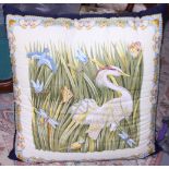 A Ferragamo cushion with heron design