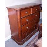 A late 19th century mahogany chest of two short and three long drawers with knob handles, on block